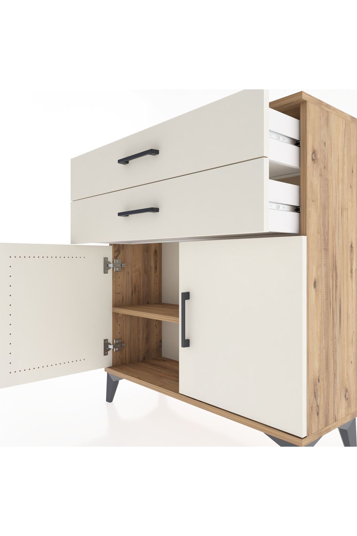 Arges Şifonyer Tek Raflı 2 Çekmeceli 2 Kapaklı 88x30x96 - S04M063V7A