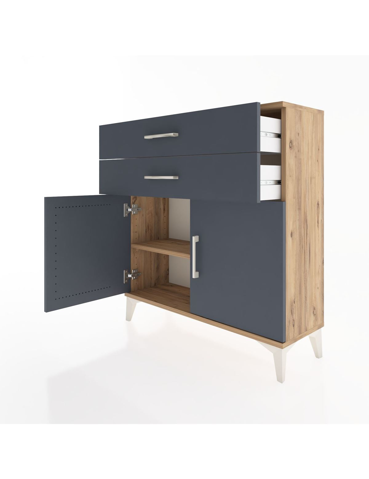 Arges Şifonyer Tek Raflı 2 Çekmeceli 2 Kapaklı 88x30x96 - S04M063V8A