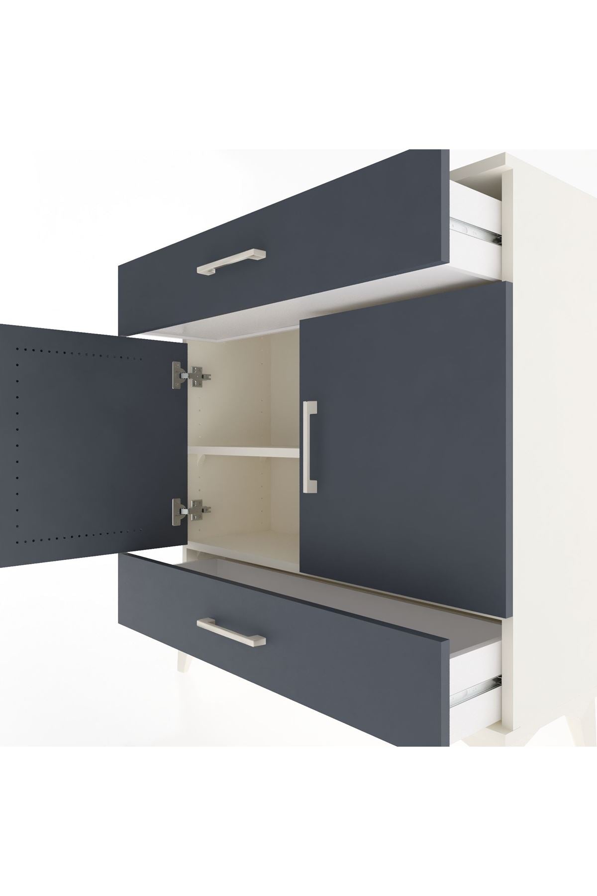 Arges Şifonyer 2 Raflı 2 Çekmeceli 2 Kapaklı 88x30x96 - S04M064V2A