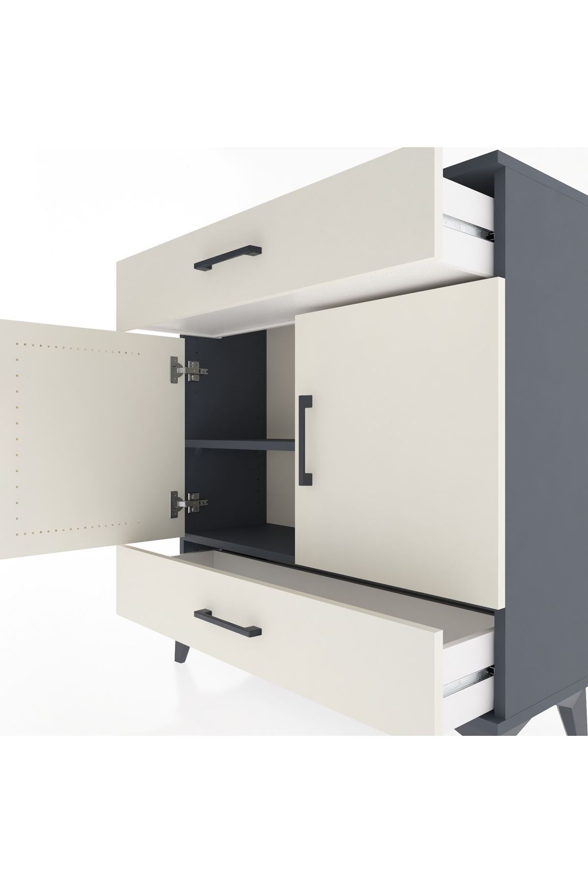 Arges Şifonyer 2 Raflı 2 Çekmeceli 2 Kapaklı 88x30x96 - S04M064V4A