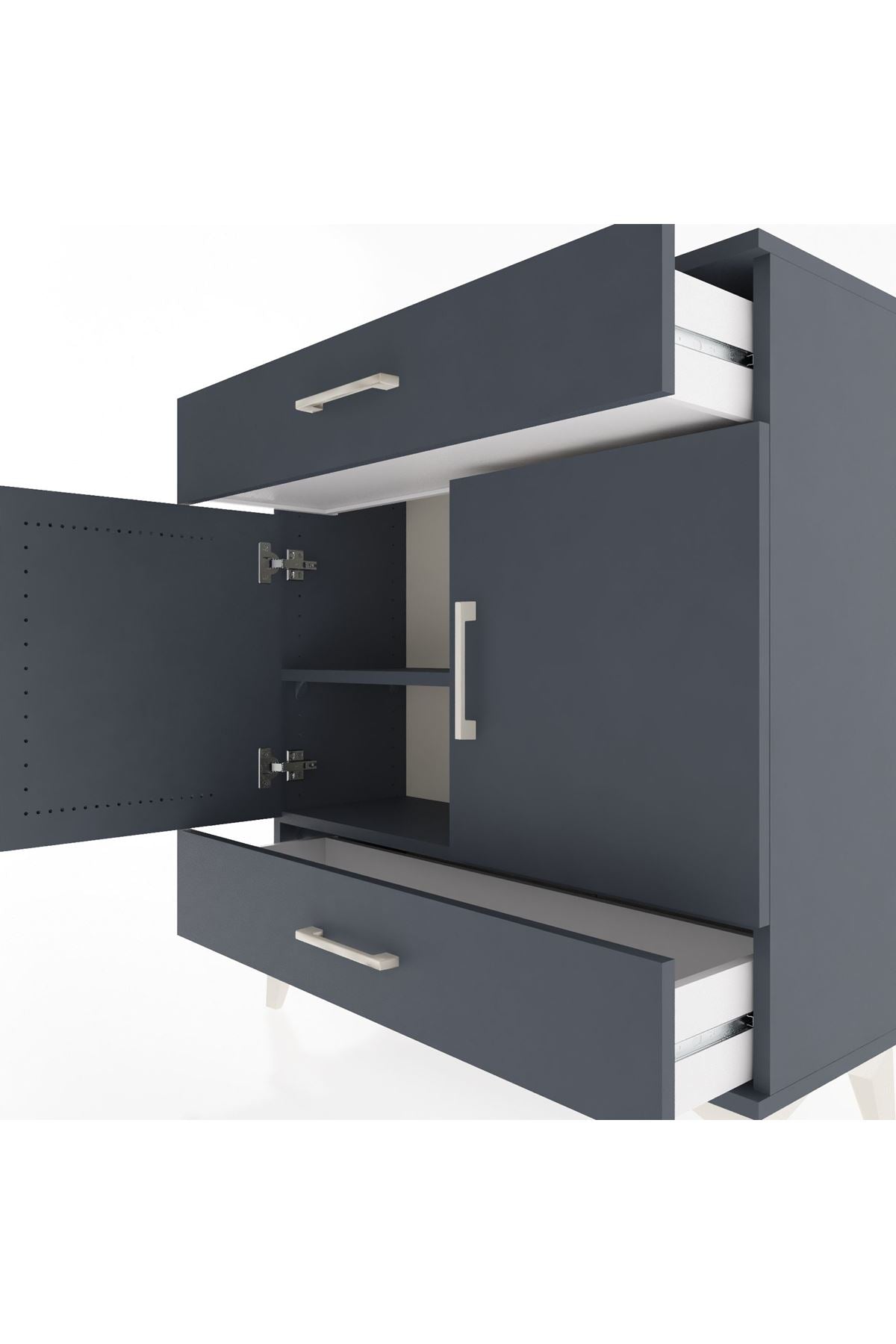 Arges Şifonyer 2 Raflı 2 Çekmeceli 2 Kapaklı 88x30x96 - S04M064V5A