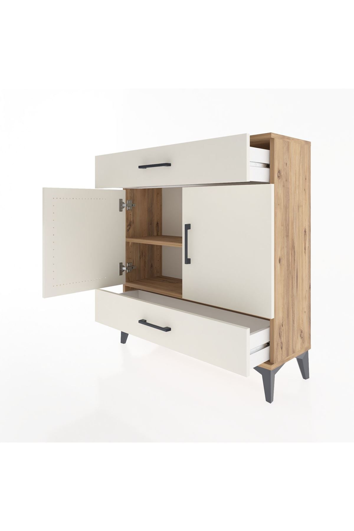 Arges Şifonyer 2 Raflı 2 Çekmeceli 2 Kapaklı 88x30x96 - S04M064V7A