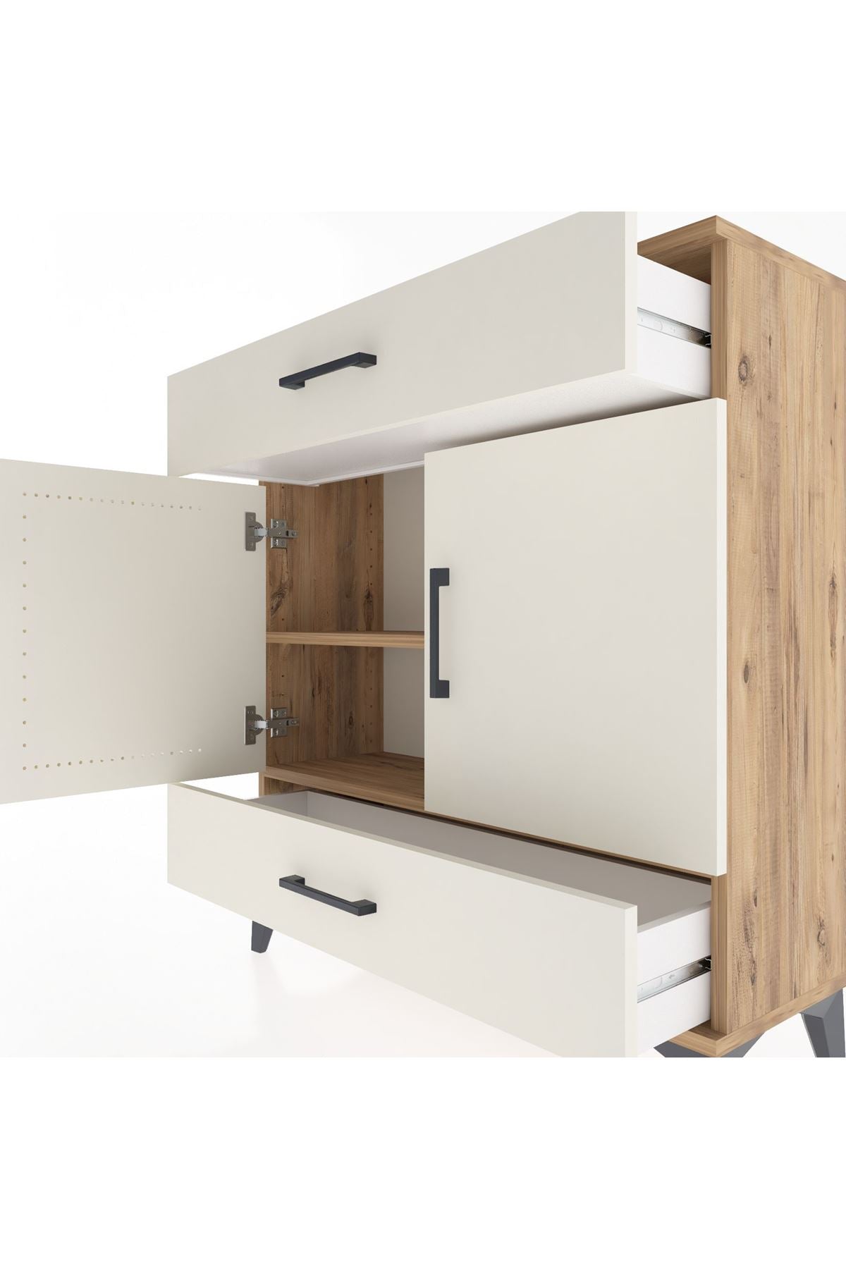 Arges Şifonyer 2 Raflı 2 Çekmeceli 2 Kapaklı 88x30x96 - S04M064V7A