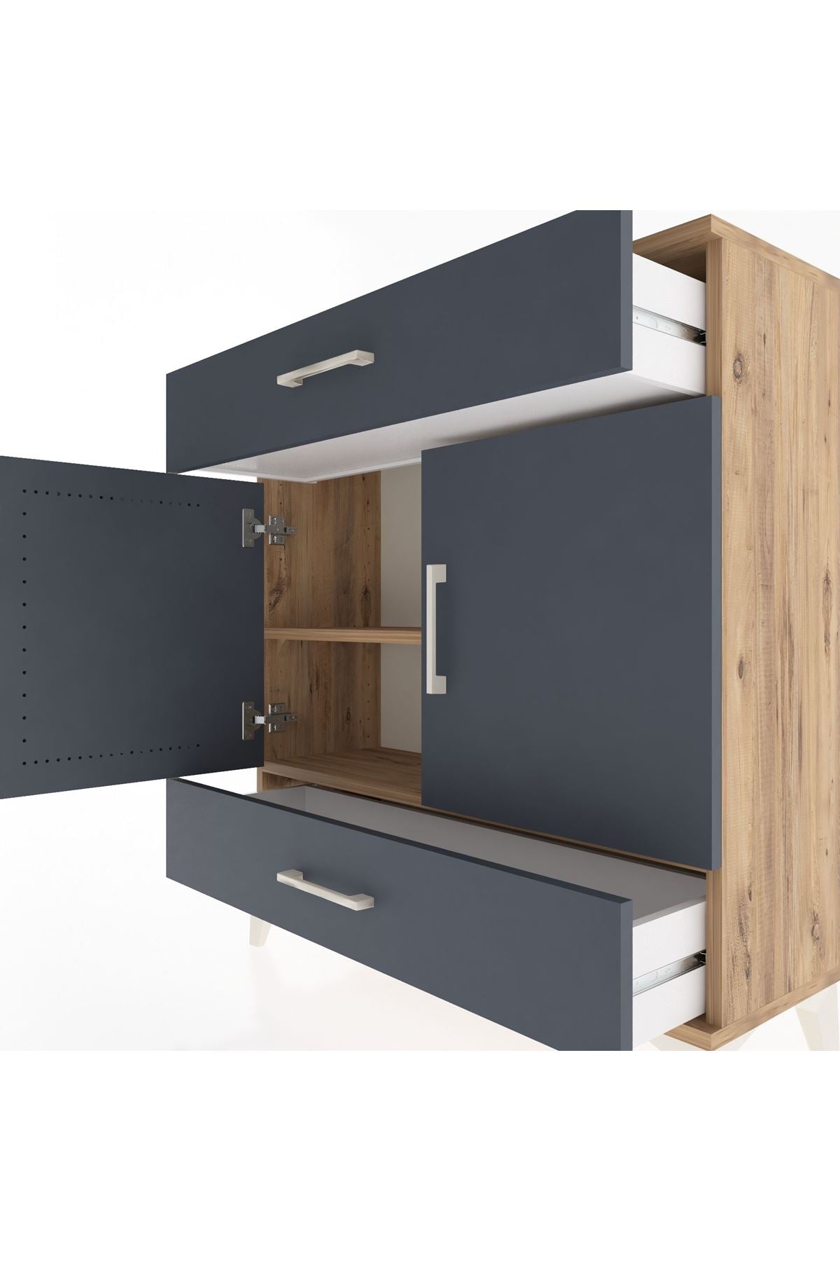 Arges Şifonyer 2 Raflı 2 Çekmeceli 2 Kapaklı 88x30x96 - S04M064V8A