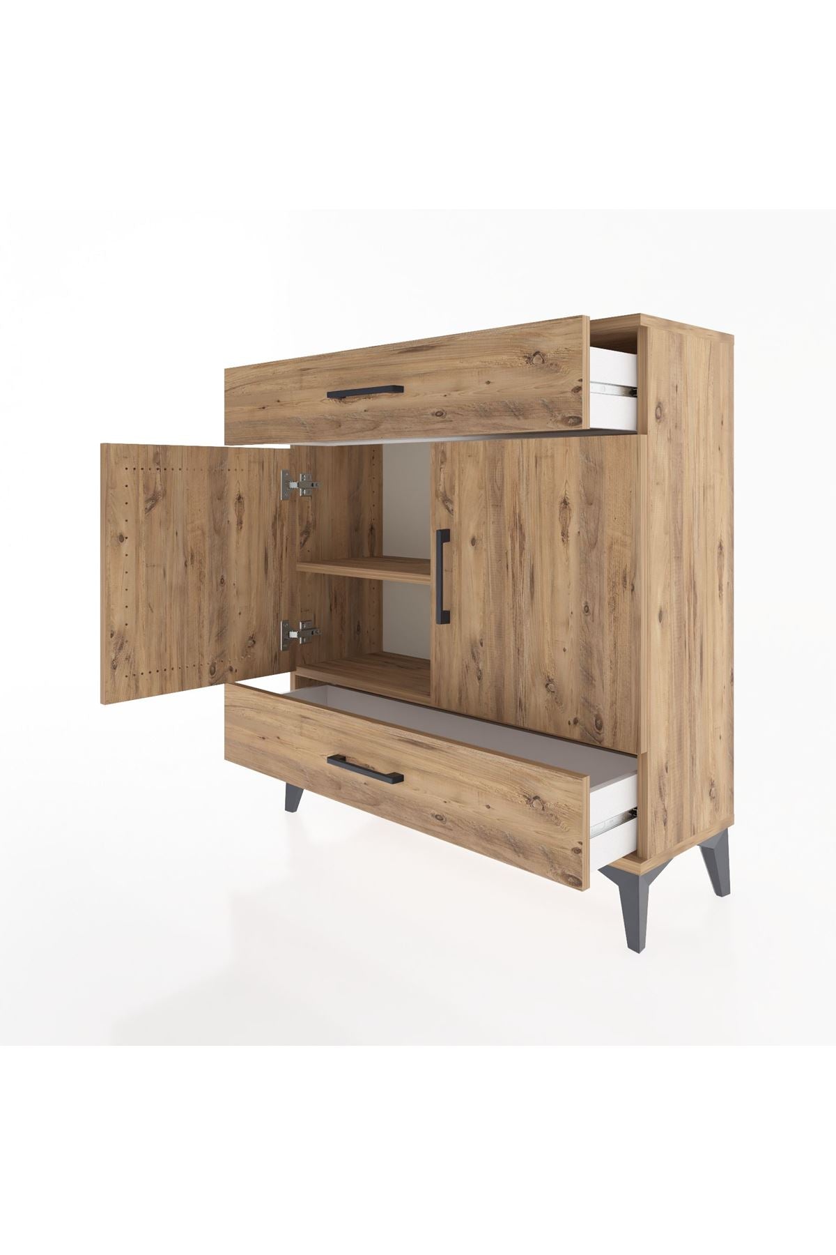 Arges Şifonyer 2 Raflı 2 Çekmeceli 2 Kapaklı 88x30x96 - S04M064V9A