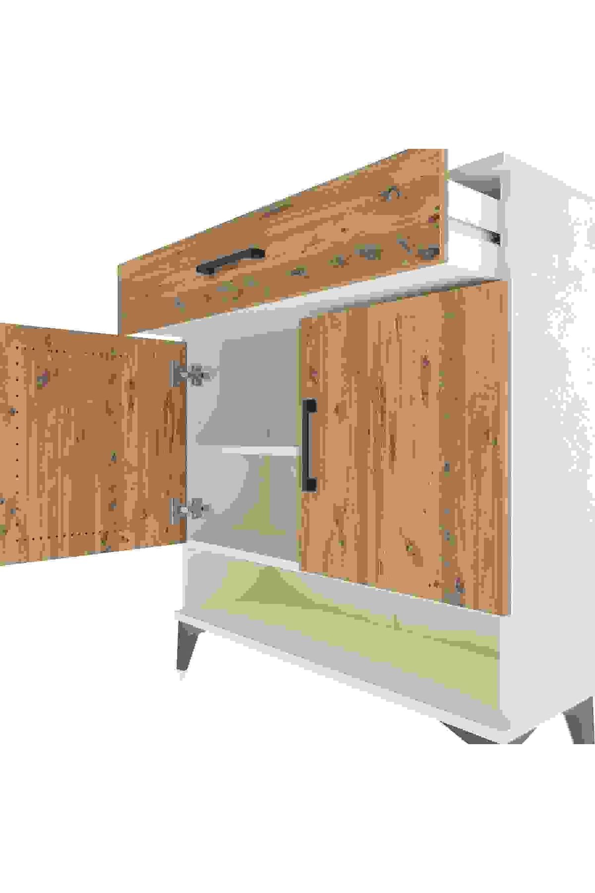 Arges Şifonyer 2 Raflı Tek Çekmeceli 2 Kapaklı 88x30x96 - S04M065V3A