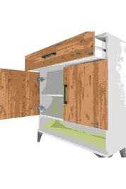 Arges Şifonyer 2 Raflı Tek Çekmeceli 2 Kapaklı 88x30x96 - S04M065V3A