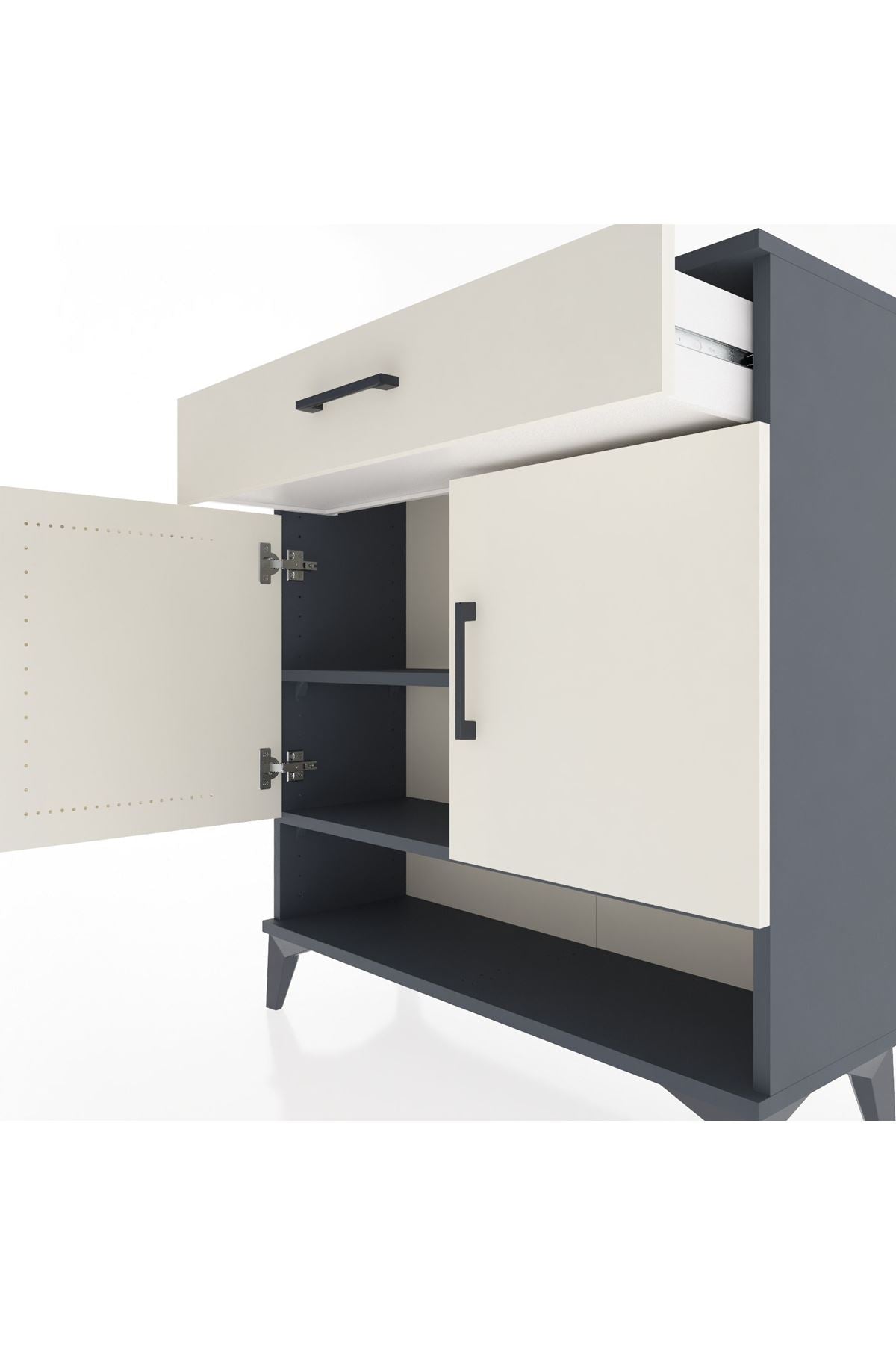 Arges Şifonyer 2 Raflı Tek Çekmeceli 2 Kapaklı 88x30x96 - S04M065V4A