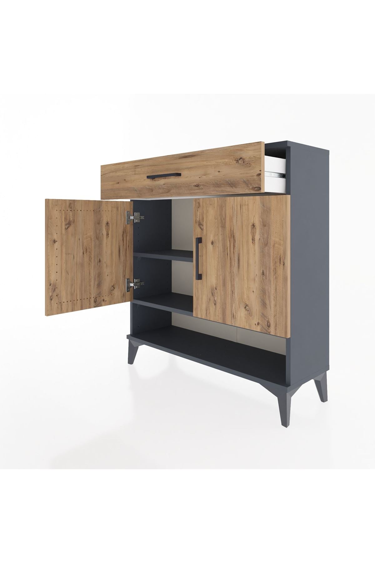 Arges Şifonyer 2 Raflı Tek Çekmeceli 2 Kapaklı 88x30x96 - S04M065V6A