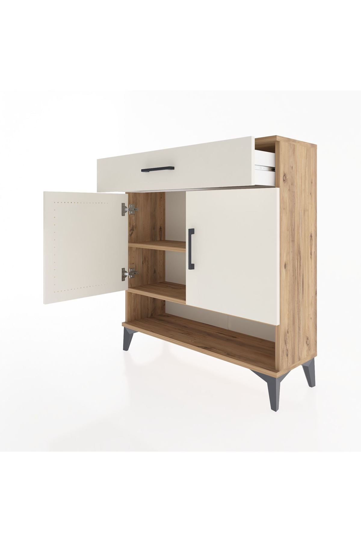 Arges Şifonyer 2 Raflı Tek Çekmeceli 2 Kapaklı 88x30x96 - S04M065V7A