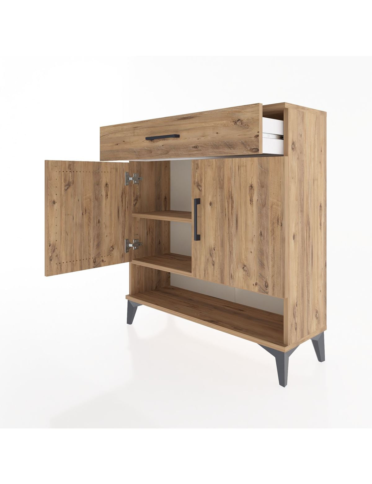 Arges Şifonyer 2 Raflı Tek Çekmeceli 2 Kapaklı 88x30x96 - S04M065V9A