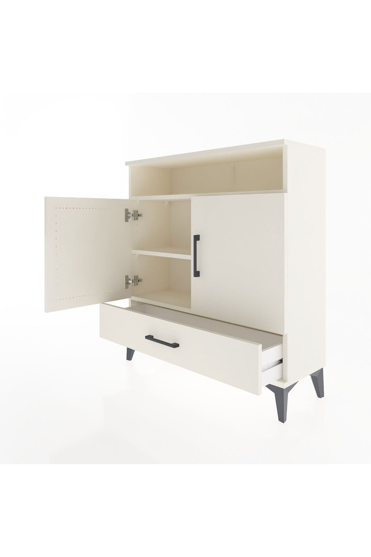 Arges Şifonyer 3 Raflı Tek Çekmeceli 2 Kapaklı 88x30x96 - S04M066V1A