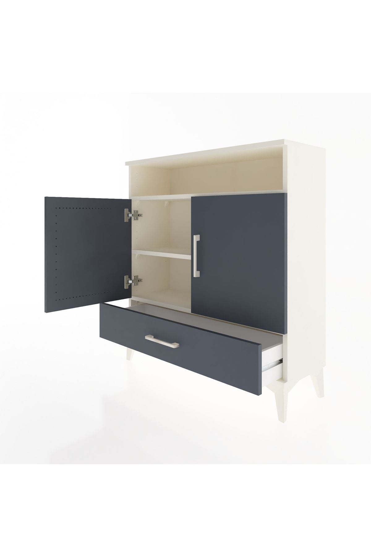 Arges Şifonyer 3 Raflı Tek Çekmeceli 2 Kapaklı 88x30x96 - S04M066V2A