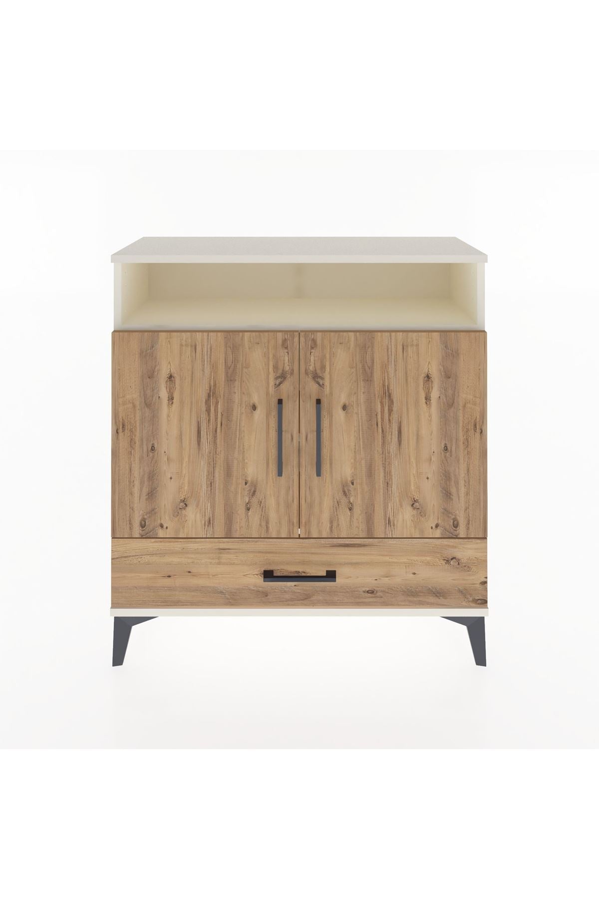 Arges Şifonyer 3 Raflı Tek Çekmeceli 2 Kapaklı 88x30x96 - S04M066V3A