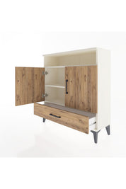 Arges Şifonyer 3 Raflı Tek Çekmeceli 2 Kapaklı 88x30x96 - S04M066V3A