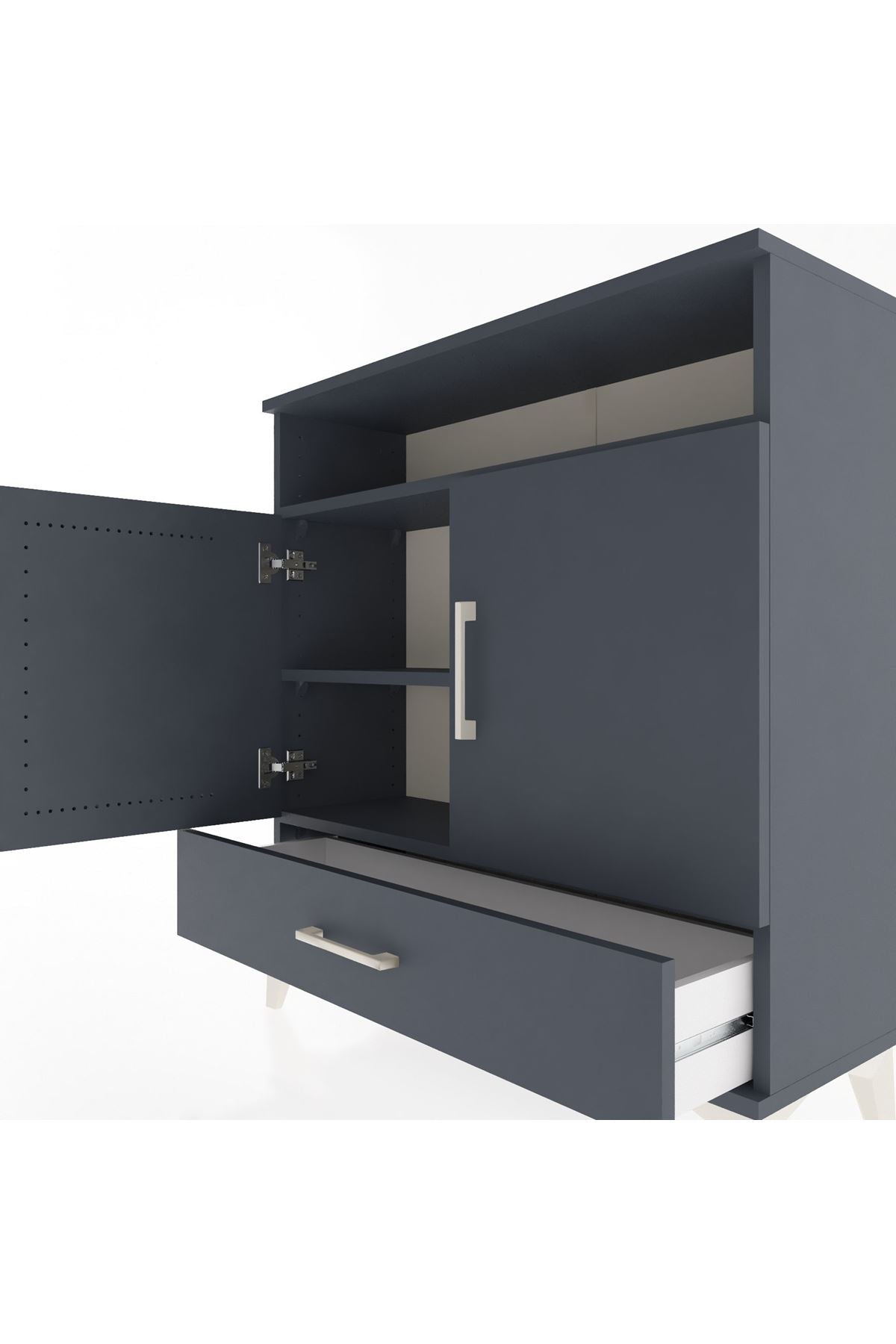 Arges Şifonyer 3 Raflı Tek Çekmeceli 2 Kapaklı 88x30x96 - S04M066V5A