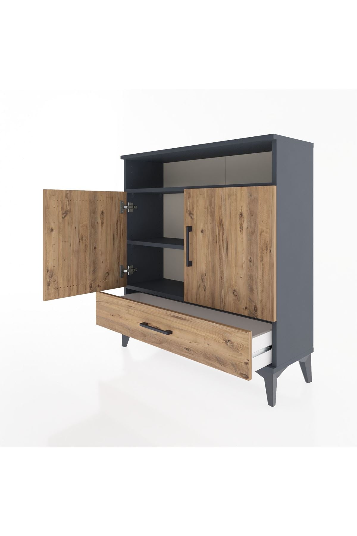 Arges Şifonyer 3 Raflı Tek Çekmeceli 2 Kapaklı 88x30x96 - S04M066V6A