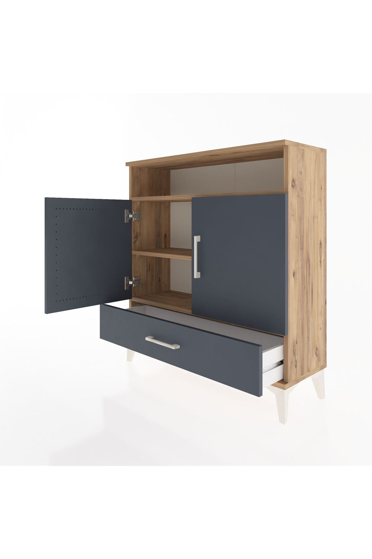 Arges Şifonyer 3 Raflı Tek Çekmeceli 2 Kapaklı 88x30x96 - S04M066V8A