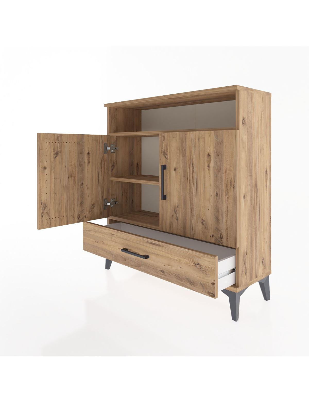 Arges Şifonyer 3 Raflı Tek Çekmeceli 2 Kapaklı 88x30x96 - S04M066V9A