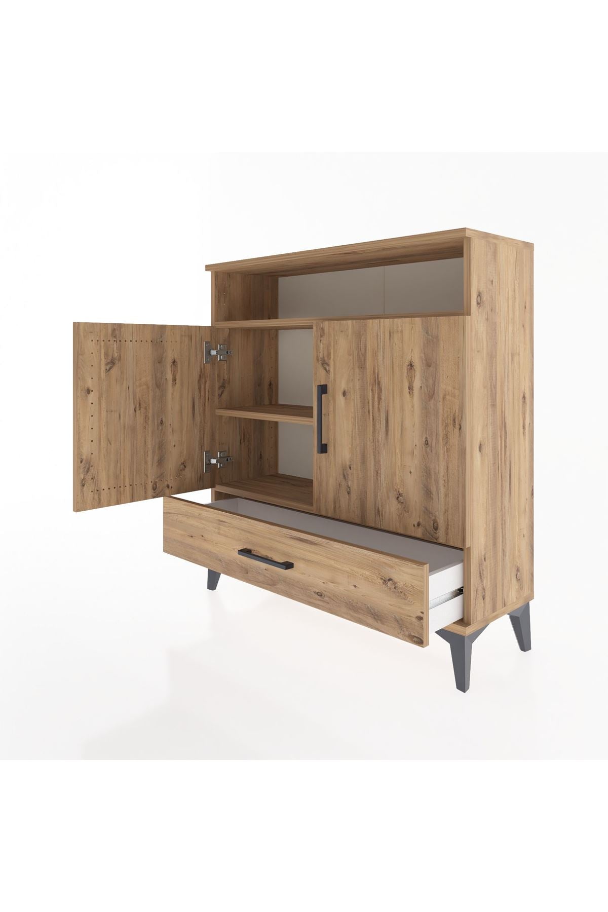 Arges Şifonyer 3 Raflı Tek Çekmeceli 2 Kapaklı 88x30x96 - S04M066V9A