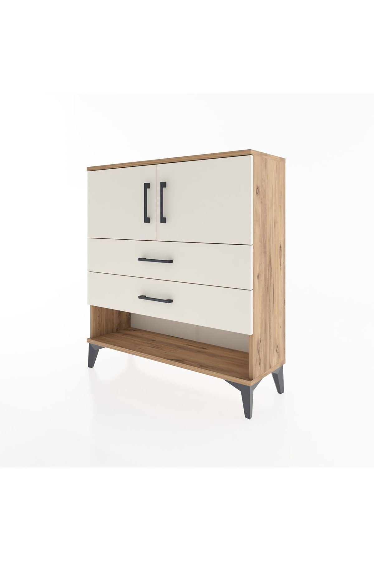 Arges Şifonyer 2 Raflı 2 Çekmeceli 2 Kapaklı 88x30x96 - S04M030V7A