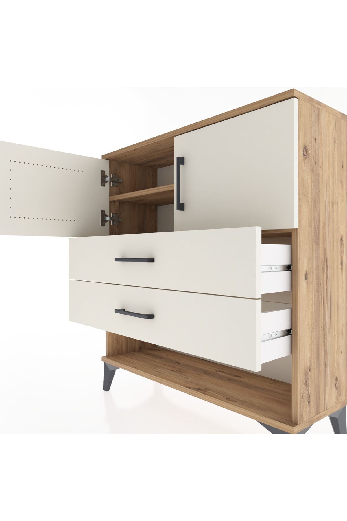 Arges Şifonyer 2 Raflı 2 Çekmeceli 2 Kapaklı 88x30x96 - S04M030V7A