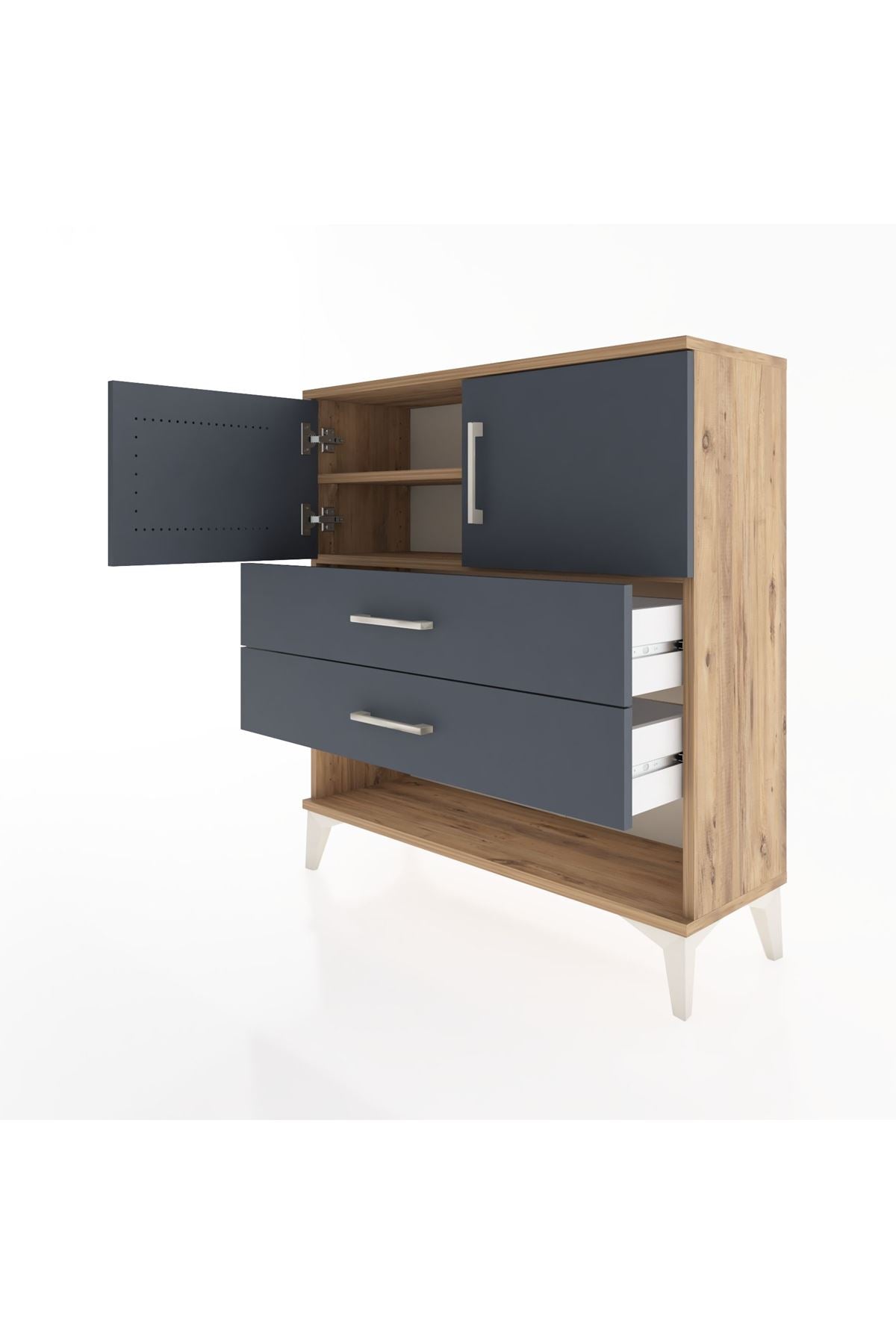 Arges Şifonyer 2 Raflı 2 Çekmeceli 2 Kapaklı 88x30x96 - S04M030V8A