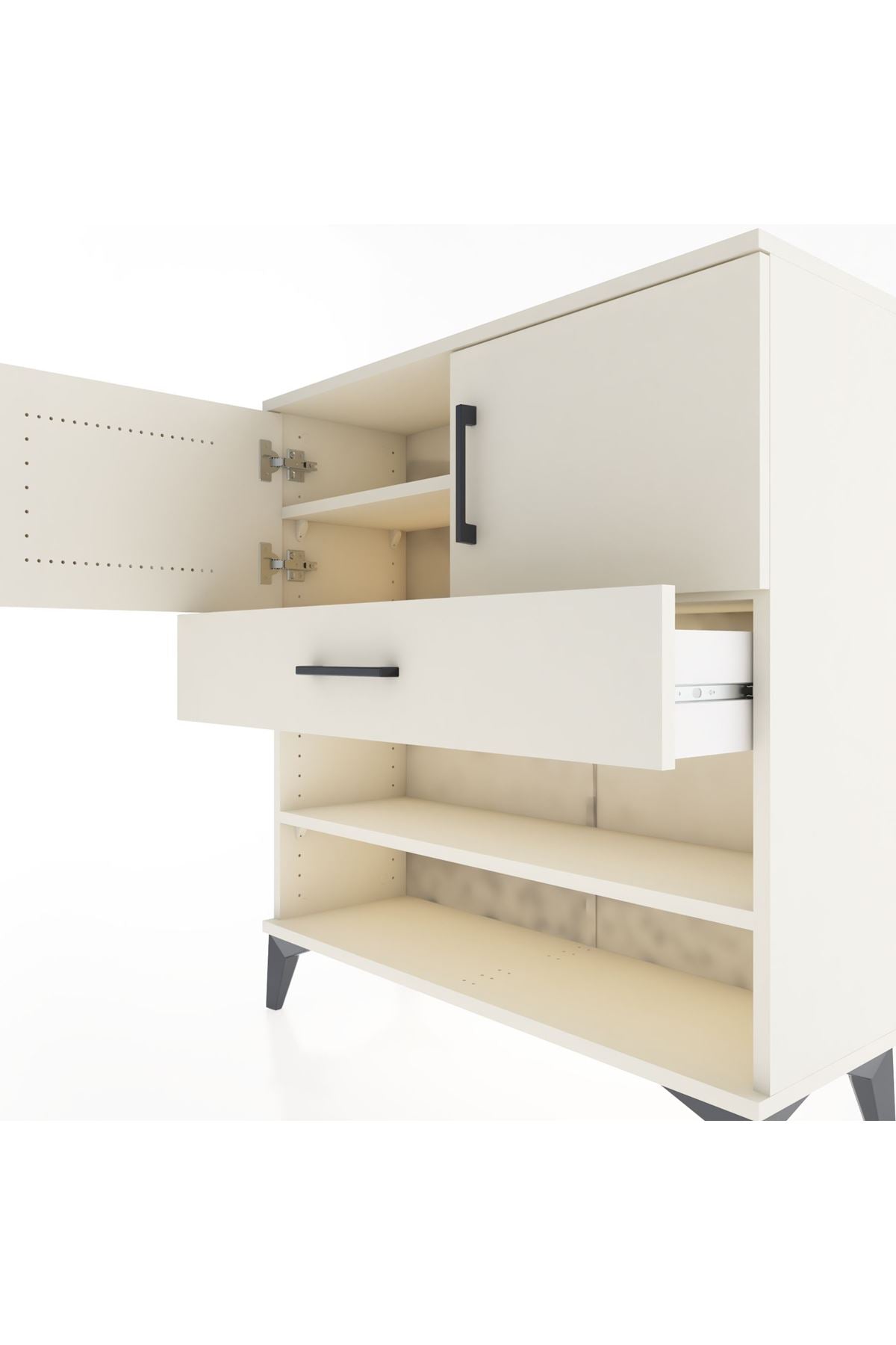 Arges Şifonyer 3 Raflı Tek Çekmeceli 2 Kapaklı 88x30x96 - S04M031V1A
