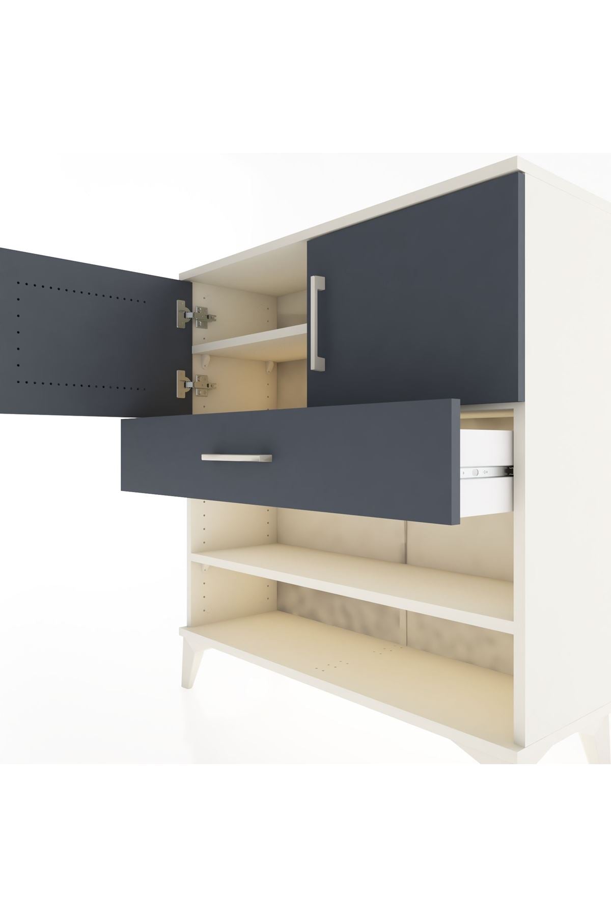 Arges Şifonyer 3 Raflı Tek Çekmeceli 2 Kapaklı 88x30x96 - S04M031V2A