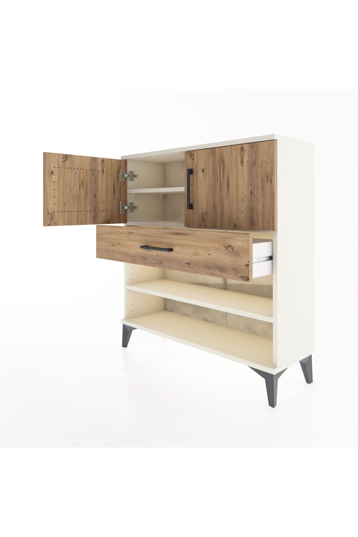 Arges Şifonyer 3 Raflı Tek Çekmeceli 2 Kapaklı 88x30x96 - S04M031V3A