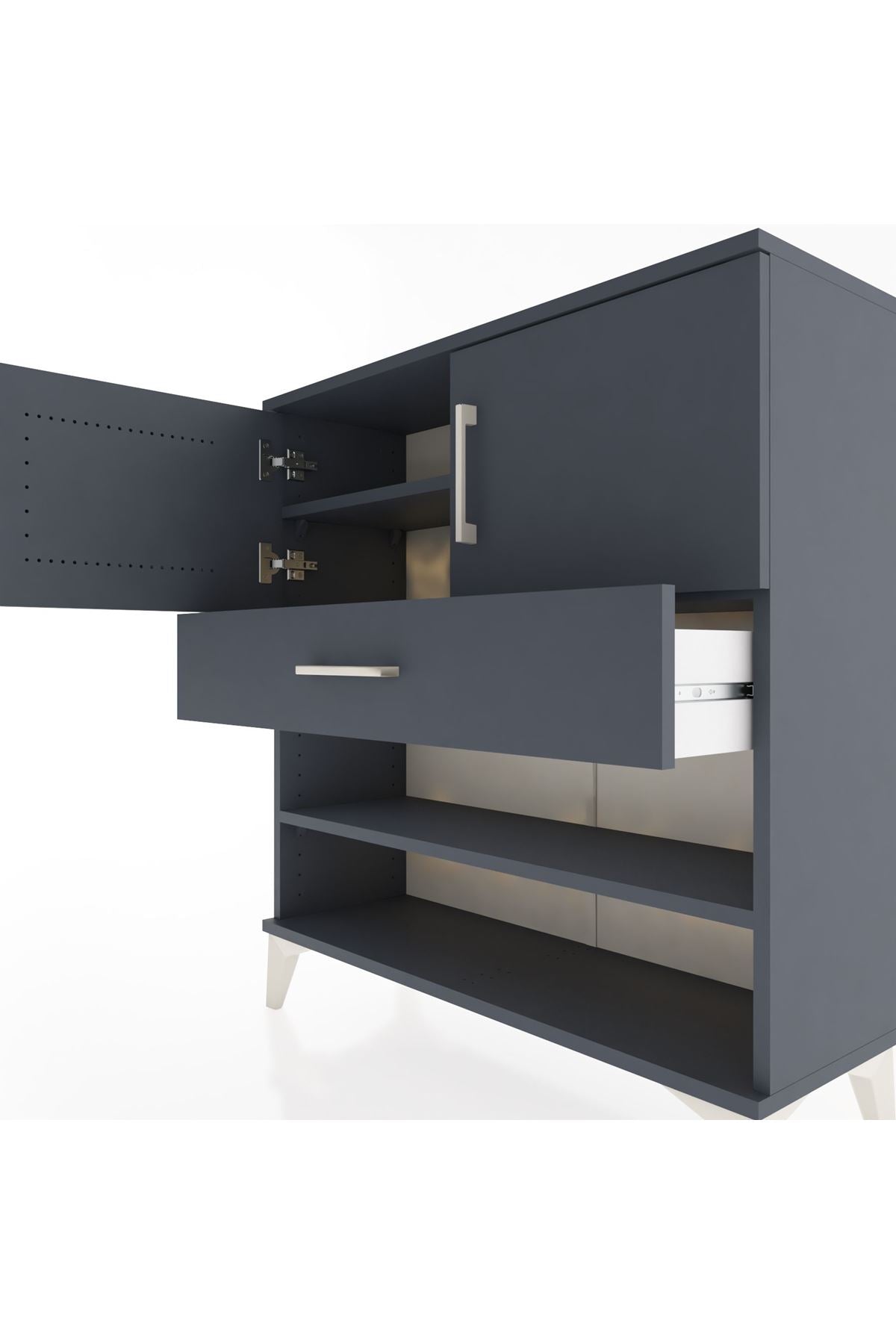 Arges Şifonyer 3 Raflı Tek Çekmeceli 2 Kapaklı 88x30x96 - S04M031V5A