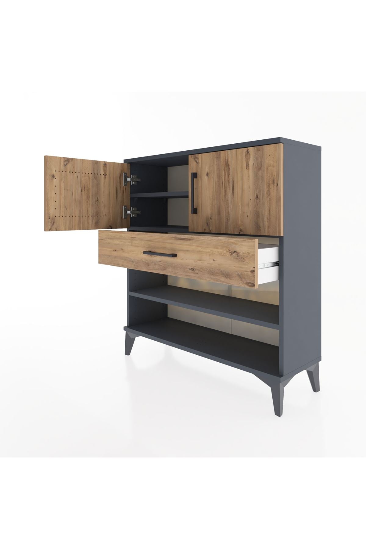 Arges Şifonyer 3 Raflı Tek Çekmeceli 2 Kapaklı 88x30x96 - S04M031V6A