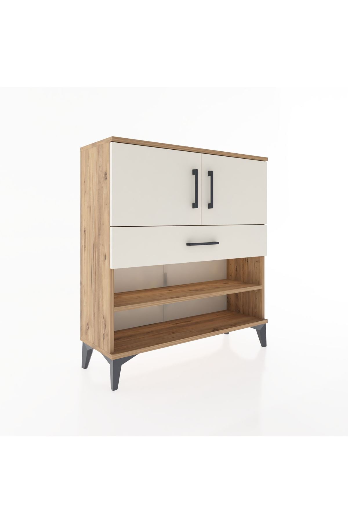 Arges Şifonyer 3 Raflı Tek Çekmeceli 2 Kapaklı 88x30x96 - S04M031V7A