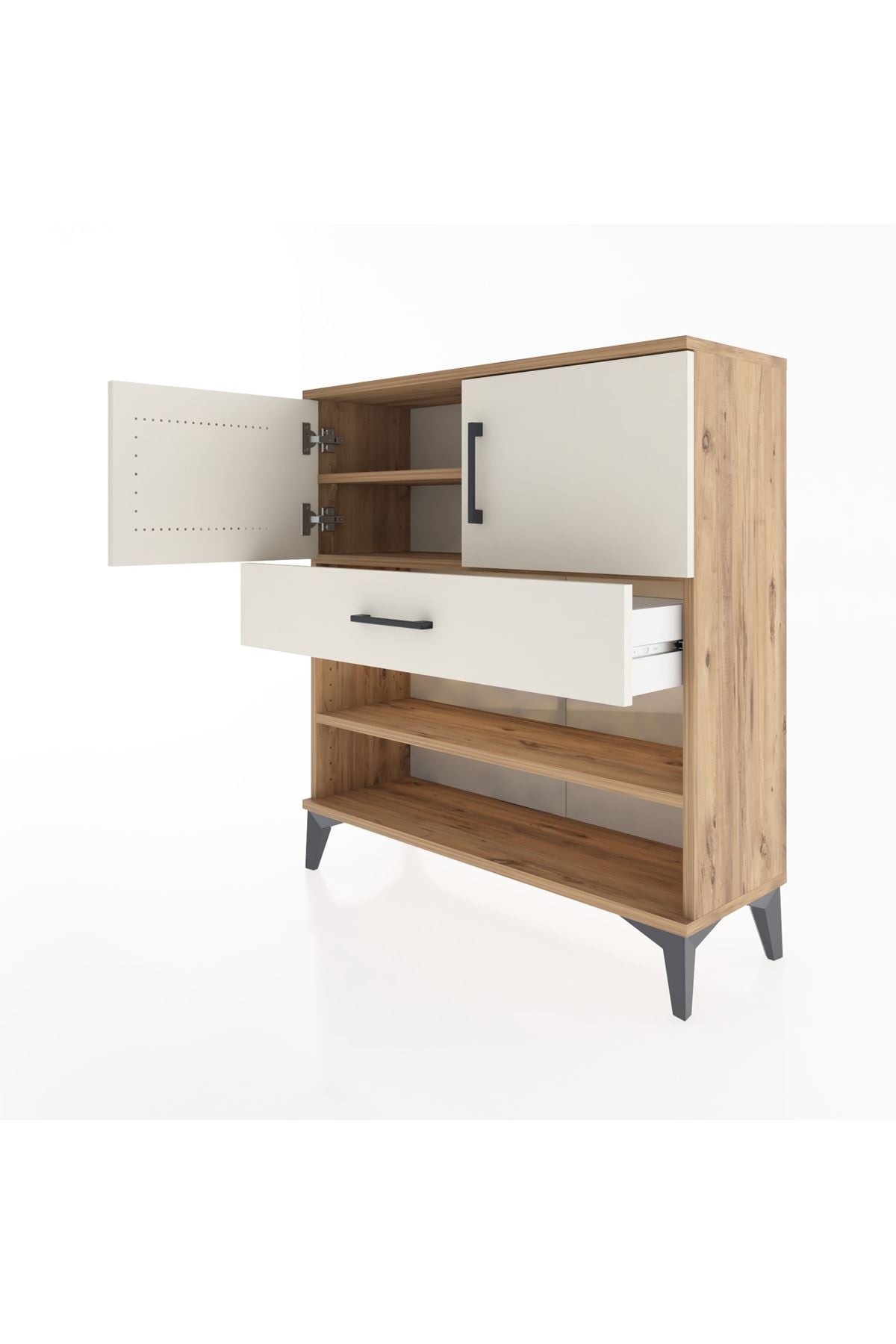 Arges Şifonyer 3 Raflı Tek Çekmeceli 2 Kapaklı 88x30x96 - S04M031V7A