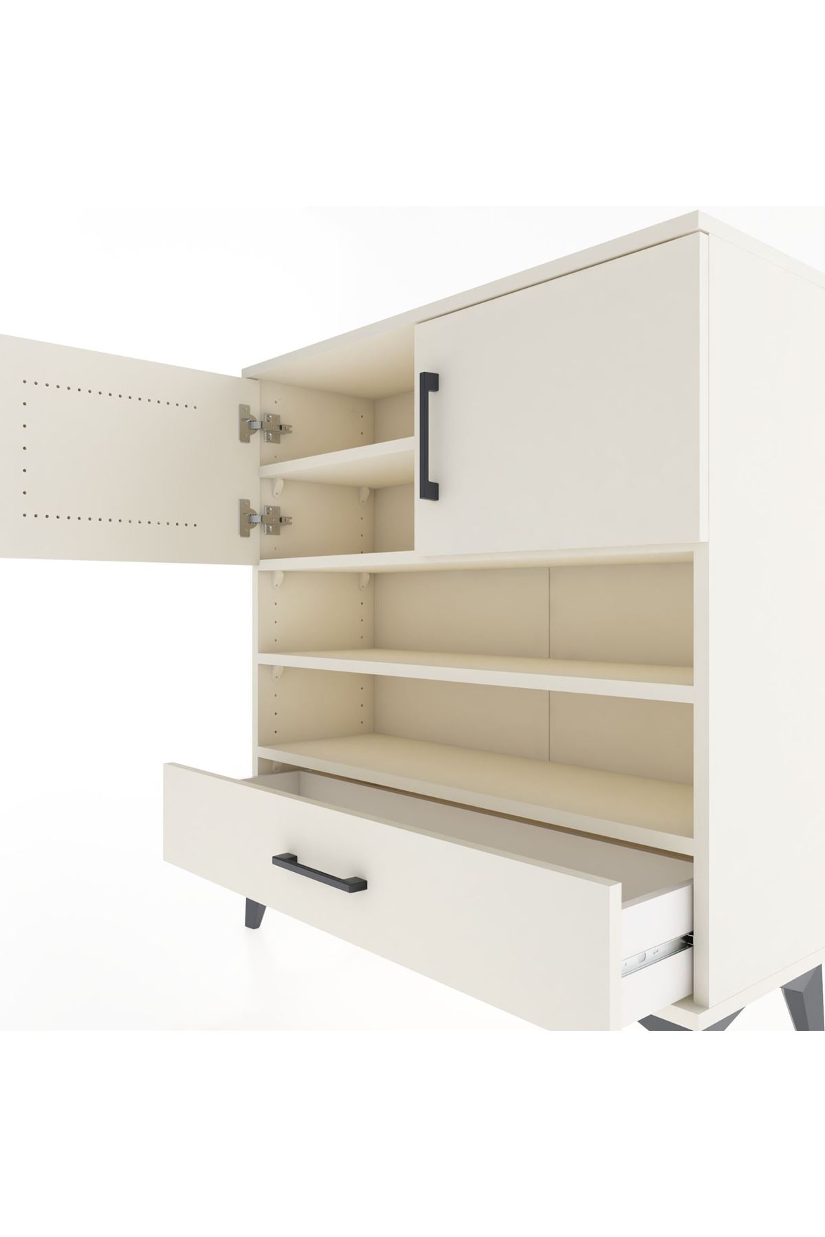 Arges Şifonyer 4 Raflı Tek Çekmeceli 2 Kapaklı 88x30x96 - S04M032V1A