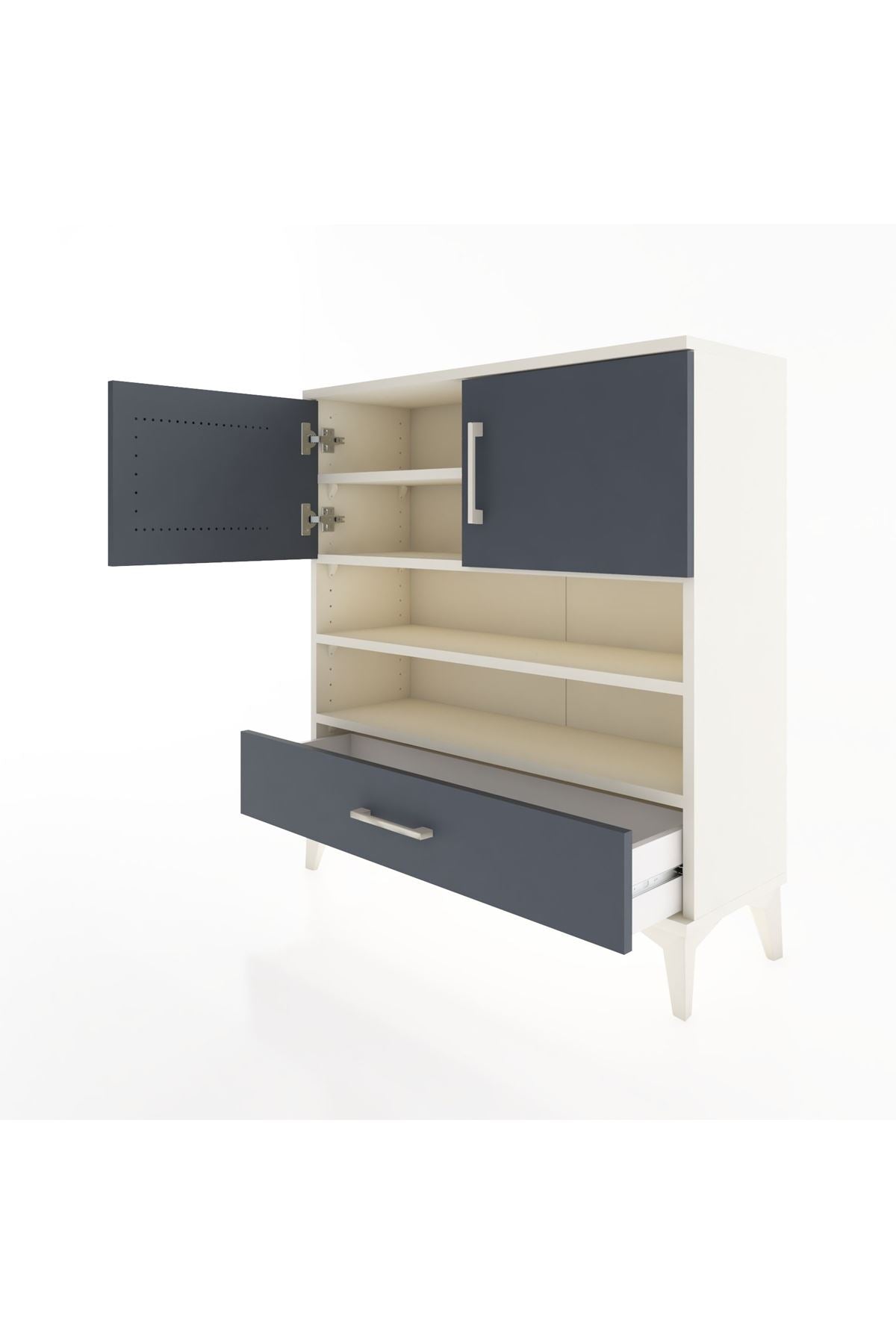 Arges Şifonyer 4 Raflı Tek Çekmeceli 2 Kapaklı 88x30x96 - S04M032V2A