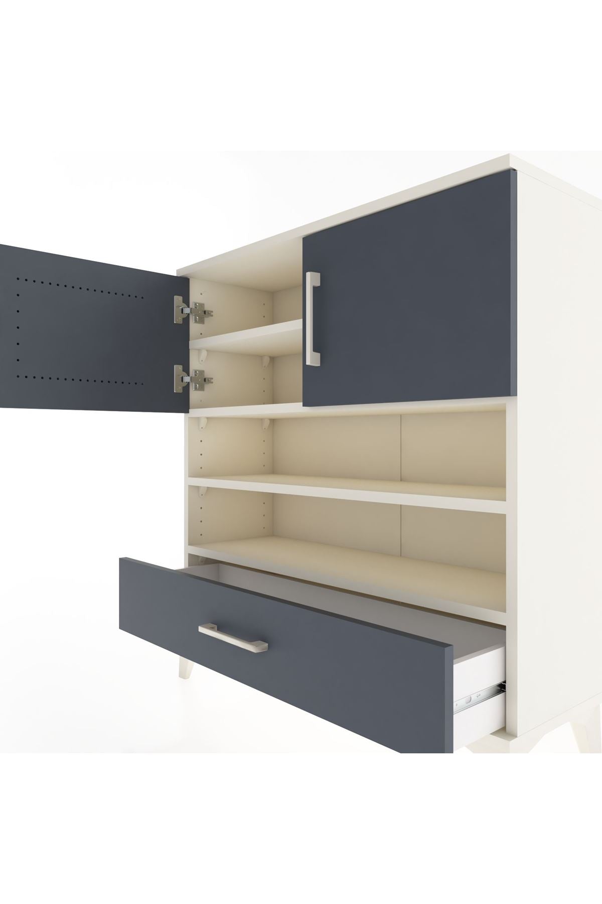 Arges Şifonyer 4 Raflı Tek Çekmeceli 2 Kapaklı 88x30x96 - S04M032V2A