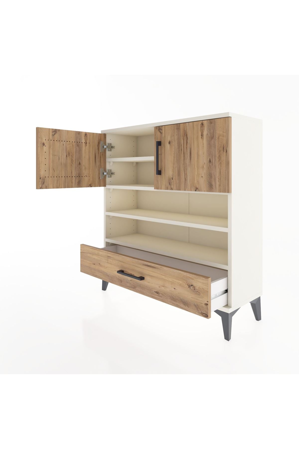 Arges Şifonyer 4 Raflı Tek Çekmeceli 2 Kapaklı 88x30x96 - S04M032V3A