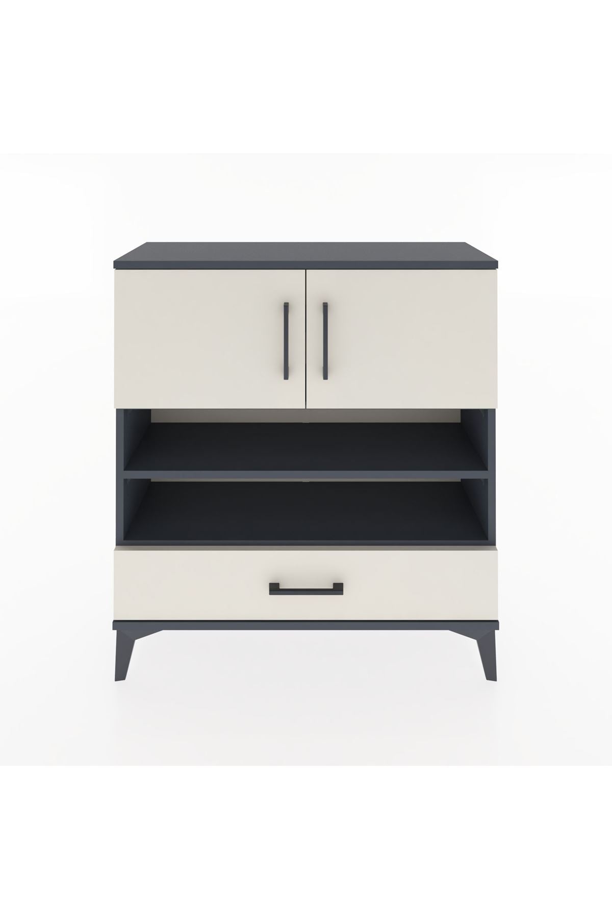 Arges Şifonyer 4 Raflı Tek Çekmeceli 2 Kapaklı 88x30x96 - S04M032V4A