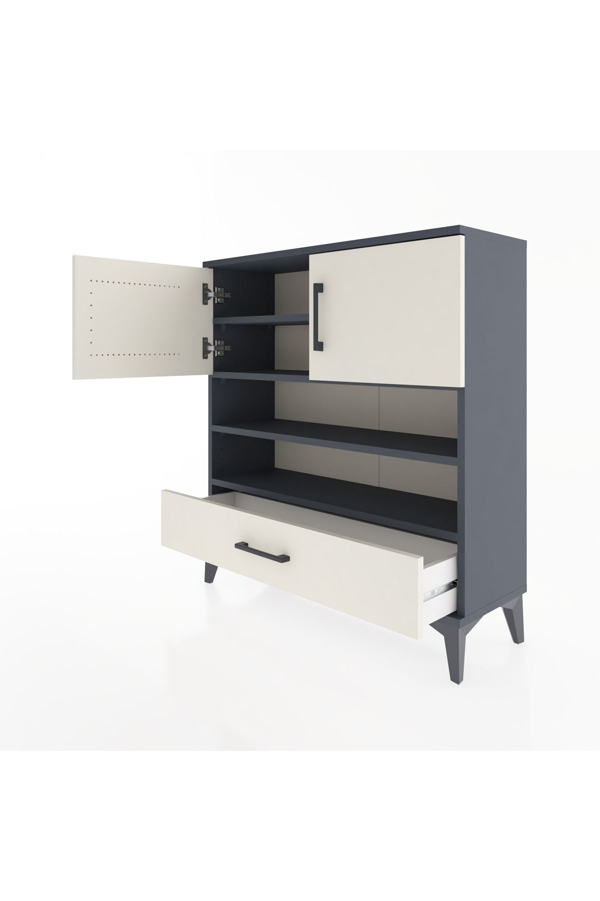 Arges Şifonyer 4 Raflı Tek Çekmeceli 2 Kapaklı 88x30x96 - S04M032V4A