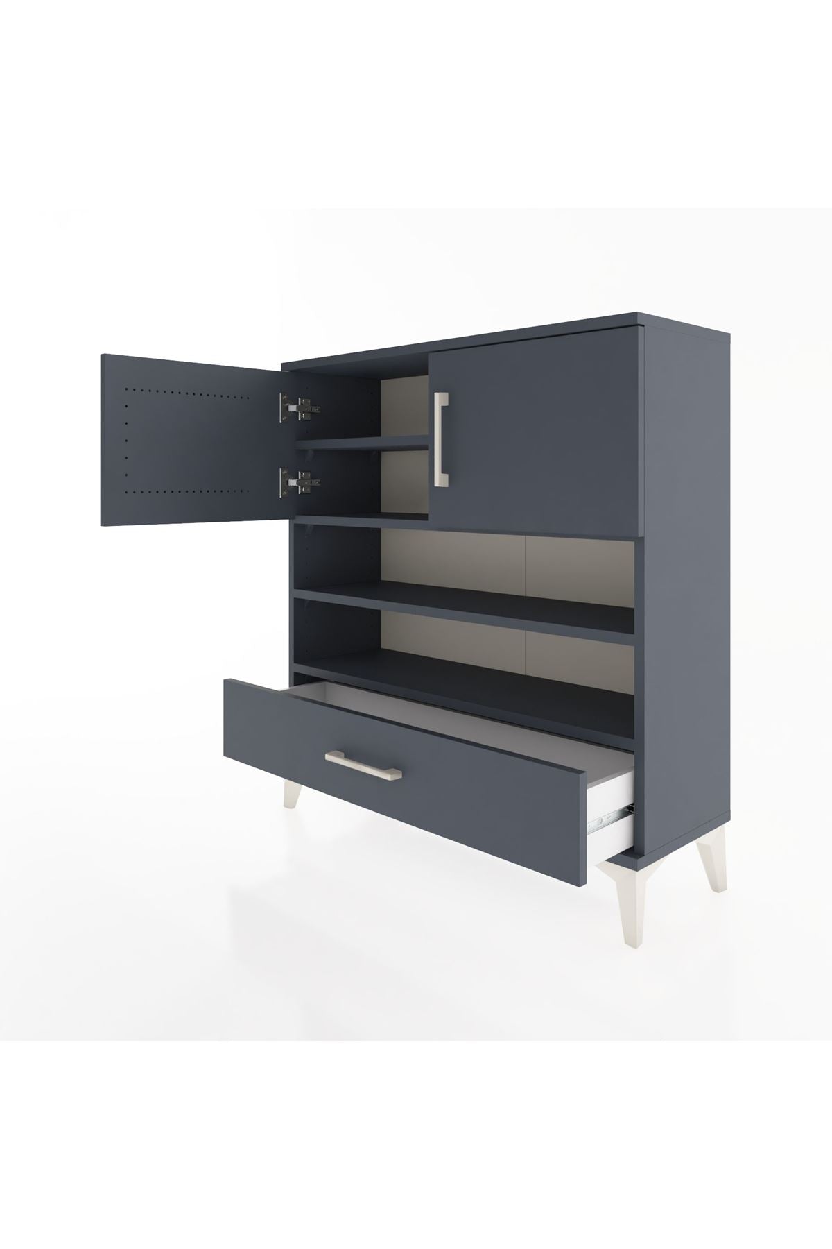 Arges Şifonyer 4 Raflı Tek Çekmeceli 2 Kapaklı 88x30x96 - S04M032V5A