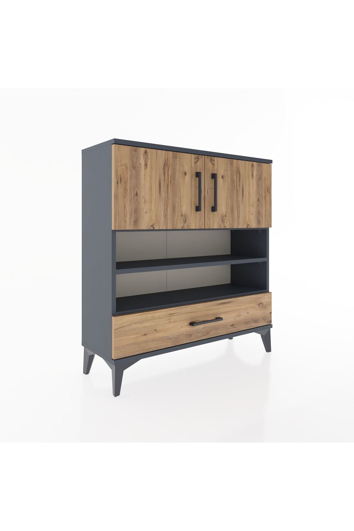 Arges Şifonyer 4 Raflı Tek Çekmeceli 2 Kapaklı 88x30x96 - S04M032V6A
