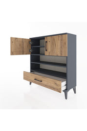 Arges Şifonyer 4 Raflı Tek Çekmeceli 2 Kapaklı 88x30x96 - S04M032V6A