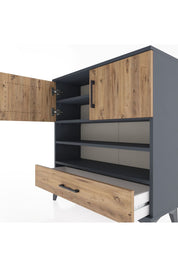 Arges Şifonyer 4 Raflı Tek Çekmeceli 2 Kapaklı 88x30x96 - S04M032V6A