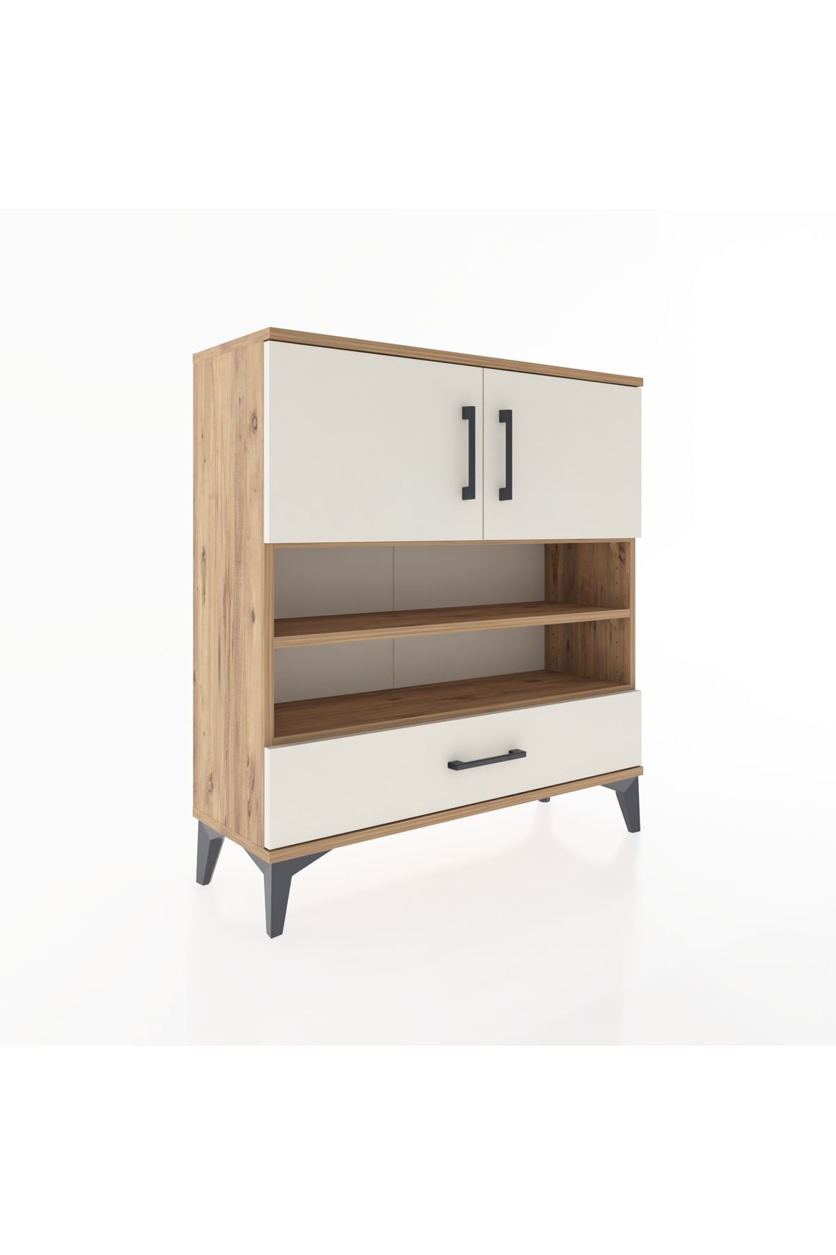 Arges Şifonyer 4 Raflı Tek Çekmeceli 2 Kapaklı 88x30x96 - S04M032V7A