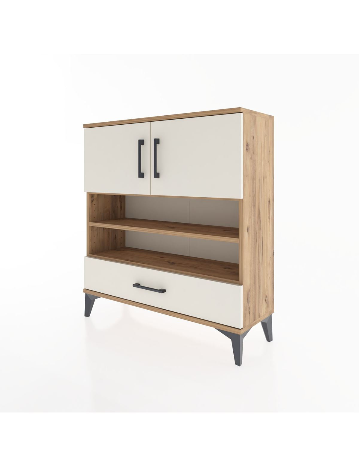 Arges Şifonyer 4 Raflı Tek Çekmeceli 2 Kapaklı 88x30x96 - S04M032V7A