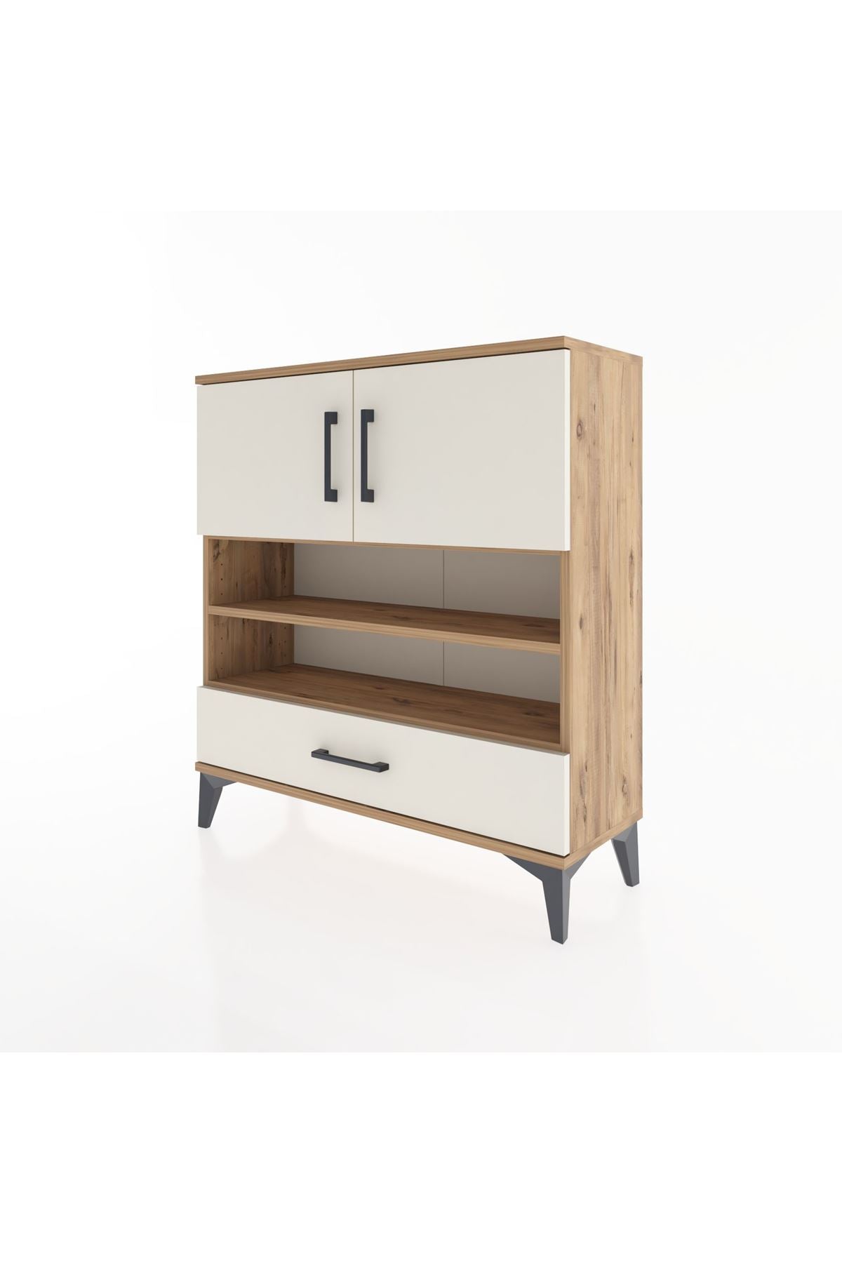 Arges Şifonyer 4 Raflı Tek Çekmeceli 2 Kapaklı 88x30x96 - S04M032V7A
