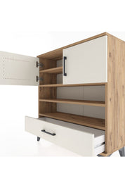 Arges Şifonyer 4 Raflı Tek Çekmeceli 2 Kapaklı 88x30x96 - S04M032V7A