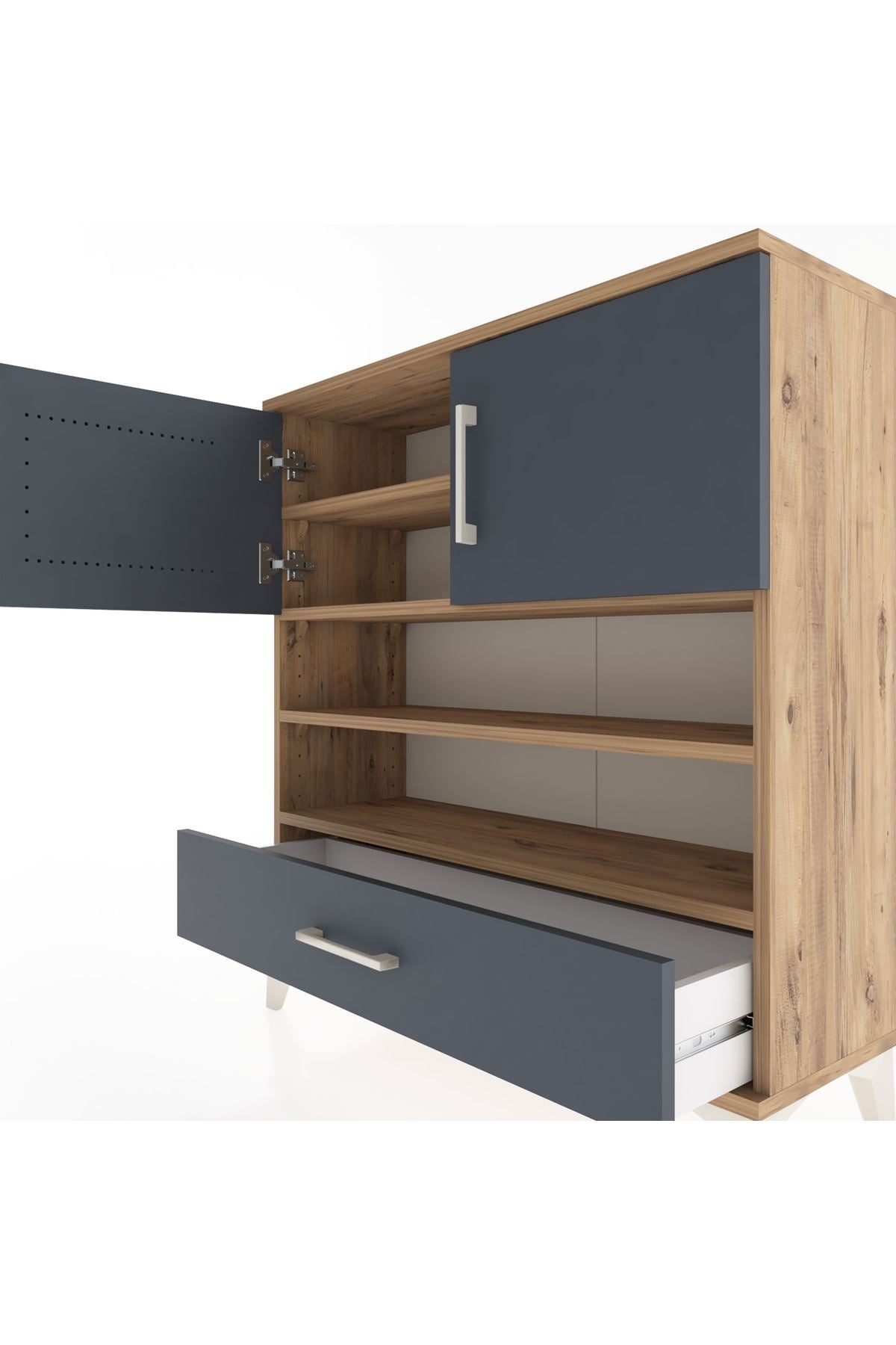 Arges Şifonyer 4 Raflı Tek Çekmeceli 2 Kapaklı 88x30x96 - S04M032V8A