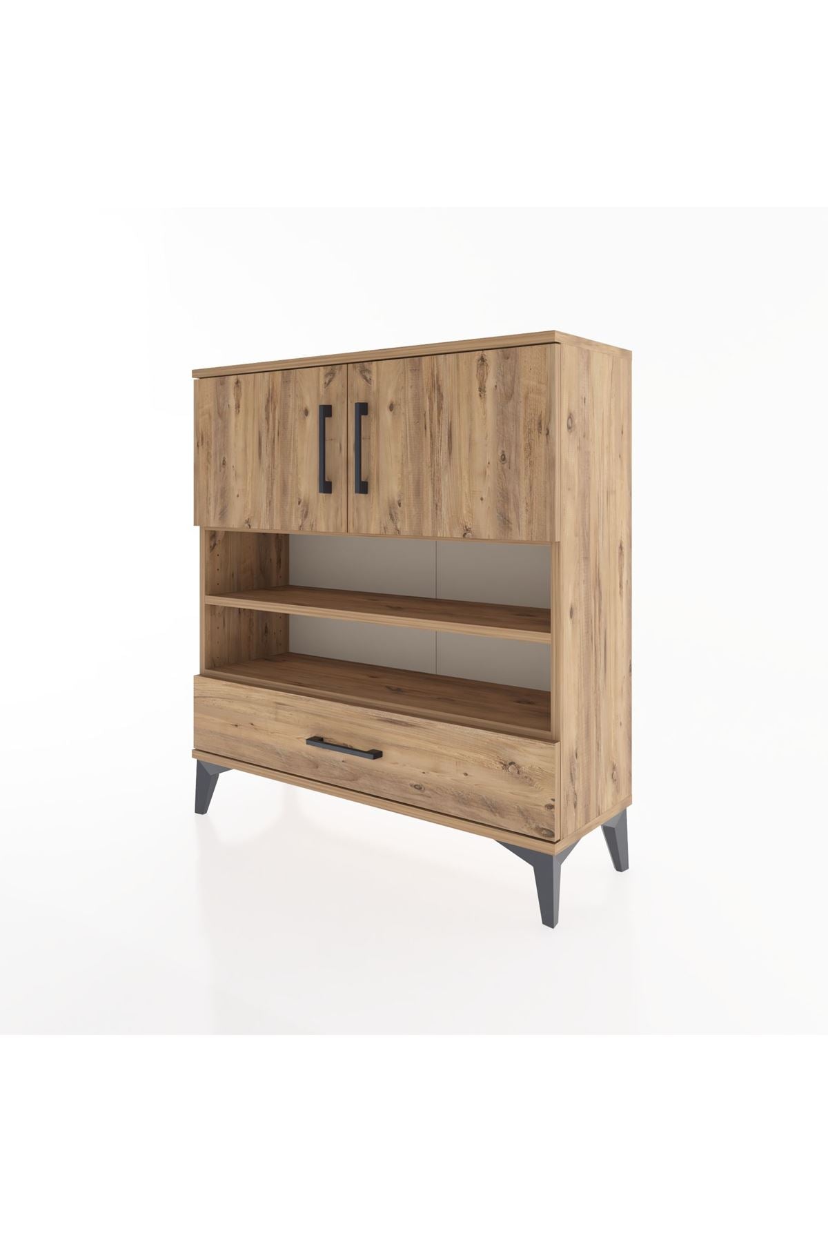 Arges Şifonyer 4 Raflı Tek Çekmeceli 2 Kapaklı 88x30x96 - S04M032V9A